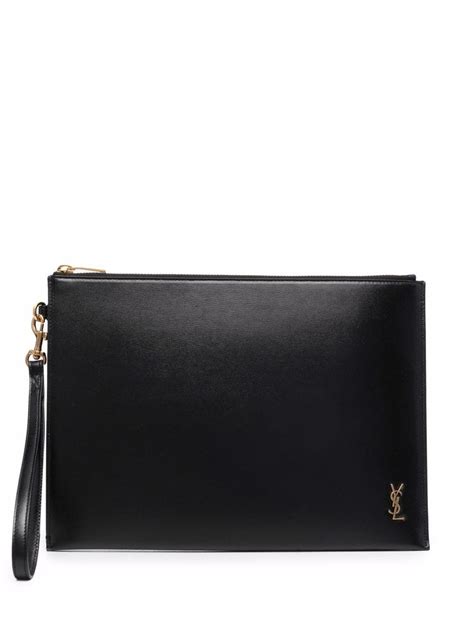 saint laurent monogram leather clutch